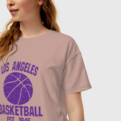 Футболка оверсайз женская Basketball Los Angeles, цвет: пыльно-розовый — фото 2