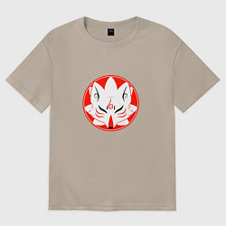 Женская футболка оверсайз Маска японского демона-лиса