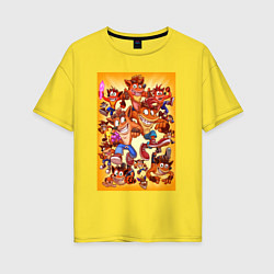 Футболка оверсайз женская Crash bandicoots, цвет: желтый