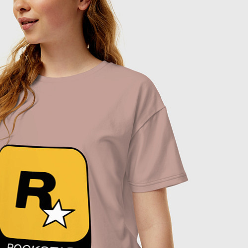 Женская футболка оверсайз Rockstar / Пыльно-розовый – фото 3