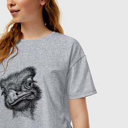 Футболка оверсайз женская Страусиха, цвет: меланж — фото 2