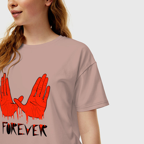 Женская футболка оверсайз Wu forever / Пыльно-розовый – фото 3