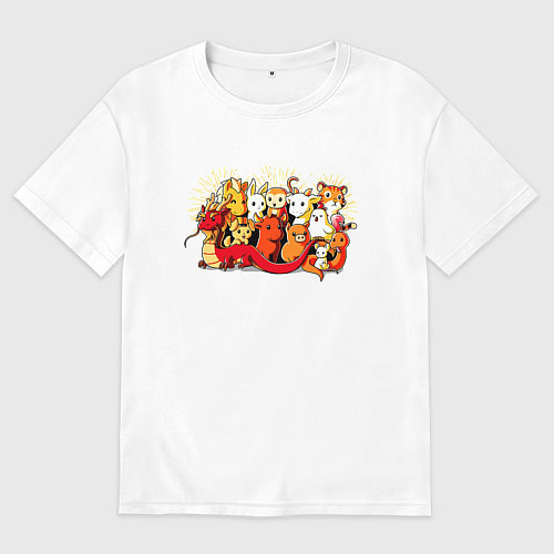 Женская футболка оверсайз Дракон и Ко / Белый – фото 1