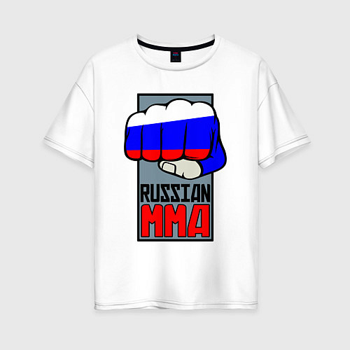 Женская футболка оверсайз Russian MMA / Белый – фото 1