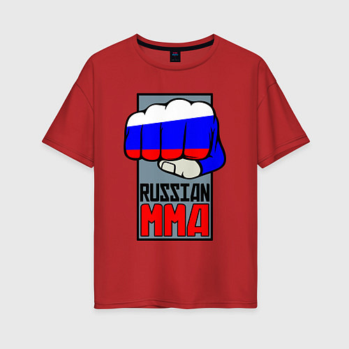 Женская футболка оверсайз Russian MMA / Красный – фото 1