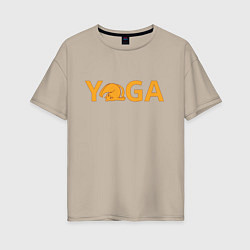 Женская футболка оверсайз Йога кот