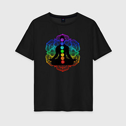 Женская футболка оверсайз Символ йоги - символы чакры