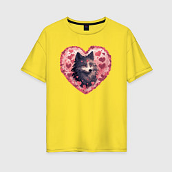 Женская футболка оверсайз Влюбленный волк