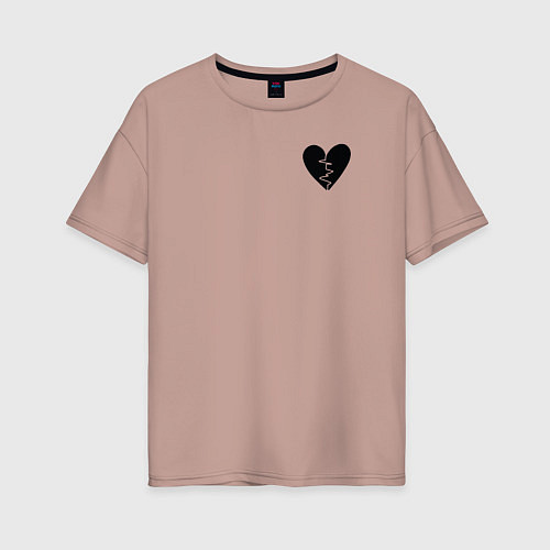 Женская футболка оверсайз Разбитое сердце в груди / Пыльно-розовый – фото 1