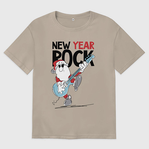 Женская футболка оверсайз New year - rock / Миндальный – фото 1