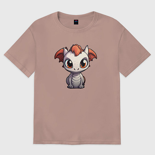 Женская футболка оверсайз Дракончик сюрпризик / Пыльно-розовый – фото 1