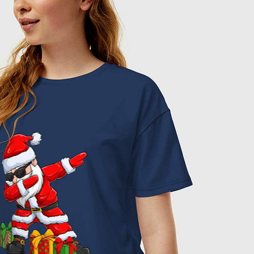 Женская футболка оверсайз Санта дэб / Тёмно-синий – фото 3