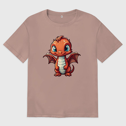 Женская футболка оверсайз Дракоша карминный шустрик / Пыльно-розовый – фото 1