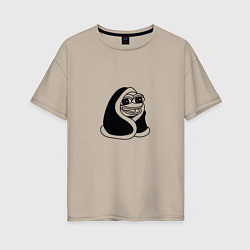 Футболка оверсайз женская Лягушонок в одеяле, цвет: миндальный