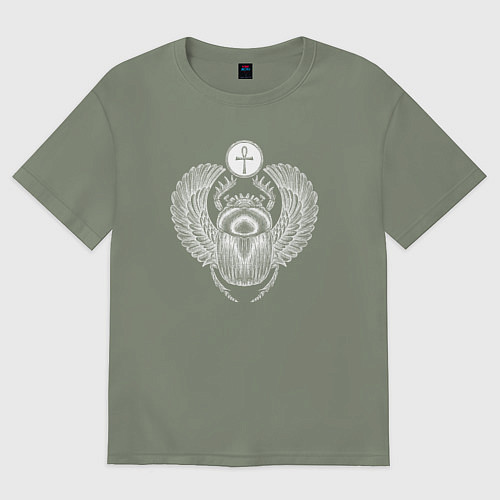 Женская футболка оверсайз Жук-скарабей египетский / Авокадо – фото 1