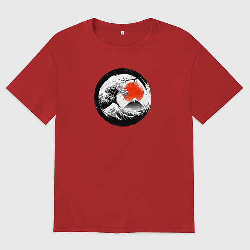 Женская футболка оверсайз Retro wave on japanese style / Красный – фото 1