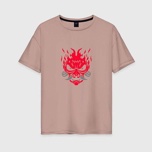 Женская футболка оверсайз Логотип Samurai Cyberpunk 2077 - симметричный / Пыльно-розовый – фото 1