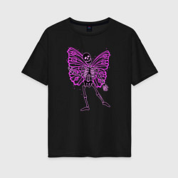 Женская футболка оверсайз Скелет-бабочка