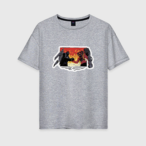 Женская футболка оверсайз Титан Спикермен с титаном Камераменом / Меланж – фото 1