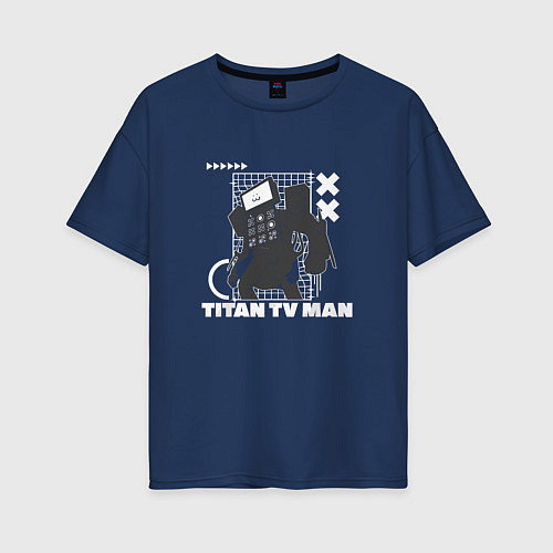 Женская футболка оверсайз Titan TV Man / Тёмно-синий – фото 1
