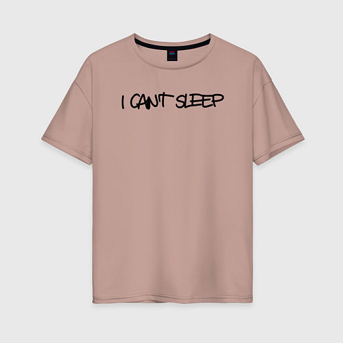 Женская футболка оверсайз I cant sleep / Пыльно-розовый – фото 1