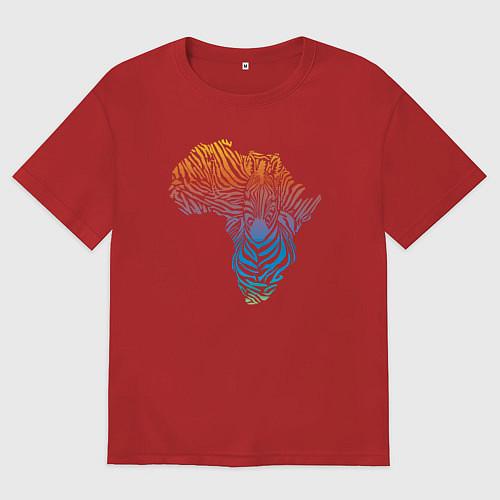 Женская футболка оверсайз Разноцветная зебра / Красный – фото 1