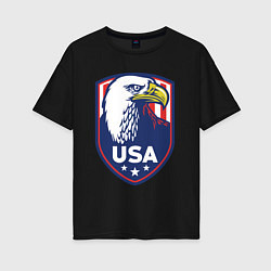 Футболка оверсайз женская Орёл США, цвет: черный
