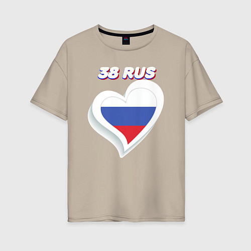 Женская футболка оверсайз 38 регион Иркутская область / Миндальный – фото 1