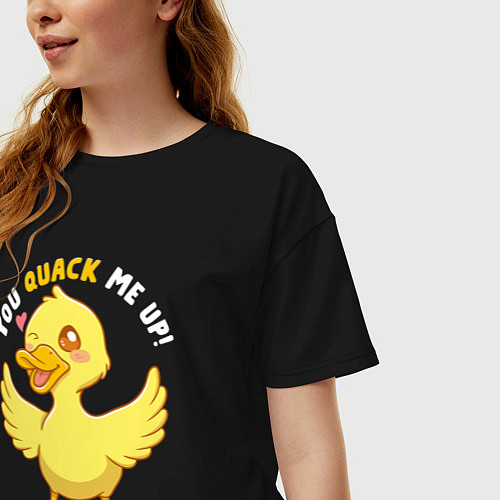 Женская футболка оверсайз Duck quack / Черный – фото 3