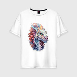 Футболка оверсайз женская Colorful dragon, цвет: белый