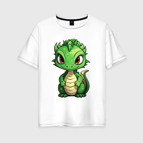 Женская футболка оверсайз Маленький дракон 2024 / Белый – фото 1