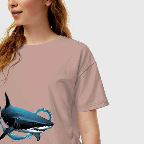 Женская футболка оверсайз Акула портрет / Пыльно-розовый – фото 3