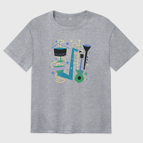 Женская футболка оверсайз Джазовый ансамбль / Меланж – фото 1