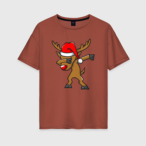 Женская футболка оверсайз Deer dabbing / Кирпичный – фото 1