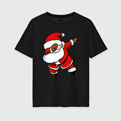 Футболка оверсайз женская Santa dabbing dance, цвет: черный