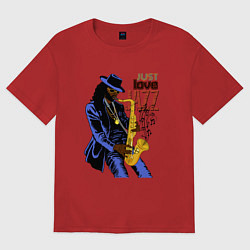 Женская футболка оверсайз Just love jazz