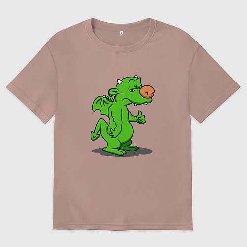 Женская футболка оверсайз Просто дракон 2024 / Пыльно-розовый – фото 1