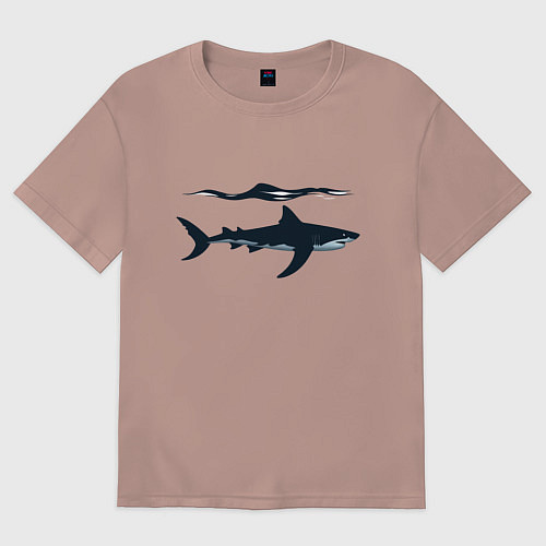 Женская футболка оверсайз Акула в профиль / Пыльно-розовый – фото 1