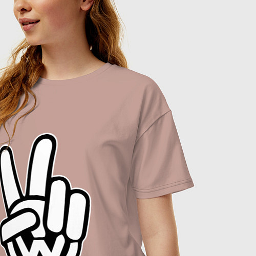 Женская футболка оверсайз Volkswagen peace / Пыльно-розовый – фото 3