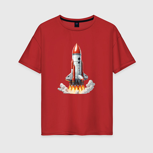 Женская футболка оверсайз Запуск космического корабля / Красный – фото 1