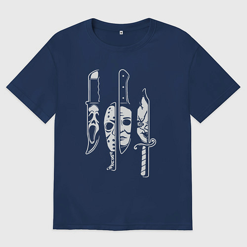 Женская футболка оверсайз Horror killers / Тёмно-синий – фото 1