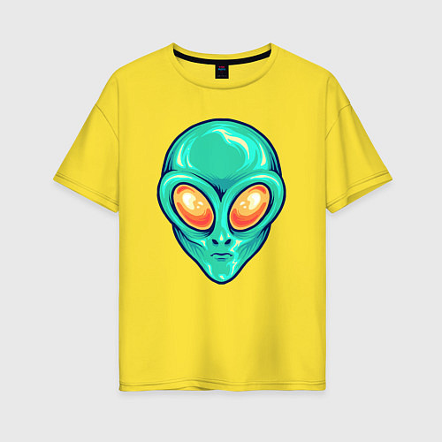 Женская футболка оверсайз Лупоглазый пришелец / Желтый – фото 1