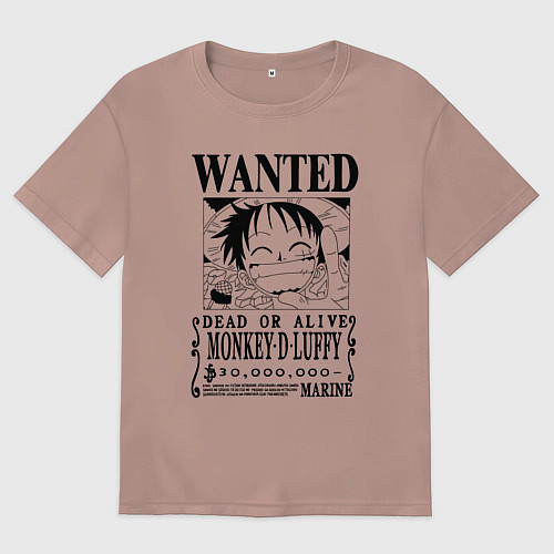 Женская футболка оверсайз Первая листовка Луффи Ван Пис / Пыльно-розовый – фото 1