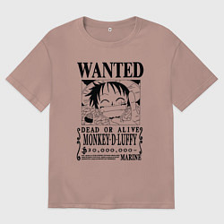 Футболка оверсайз женская Первая листовка Луффи Ван Пис, цвет: пыльно-розовый