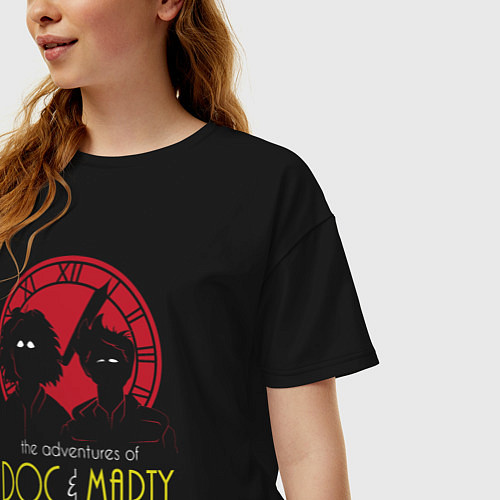 Женская футболка оверсайз Приключения Марти и Дока / Черный – фото 3