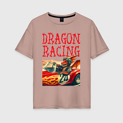 Женская футболка оверсайз Dragon cool racer - ai art