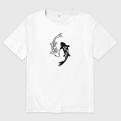 Женская футболка оверсайз Японские карпы Инь и Янь / Белый – фото 1