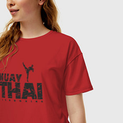 Футболка оверсайз женская Kickboxing muay thai, цвет: красный — фото 2