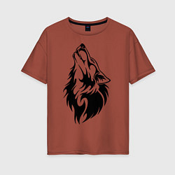 Женская футболка оверсайз Воющий волк
