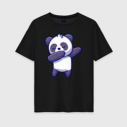 Футболка оверсайз женская Dabbing panda, цвет: черный